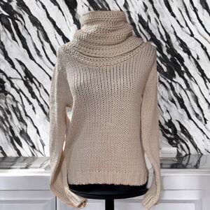 NWT Miracle Sweater M/L Cowl Neck Knit Cable Sweater